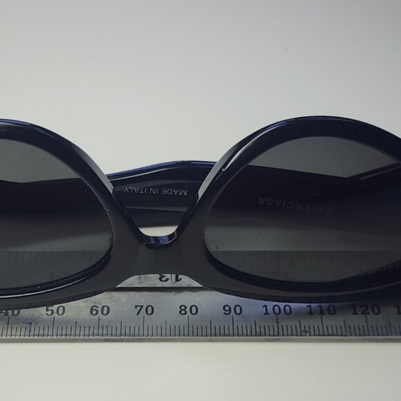 BALENCIAGA BB MADE IN ITALY CAT-EYE BLACK 56 18 140 SUNGLASSES, Preowned - Picture 2 of 7